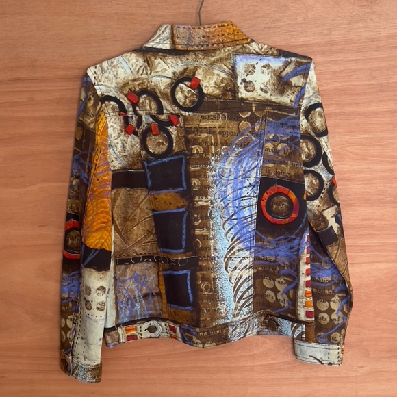 Simply Art by Dolcezza multicolor blazer size M medium artsy abstract button - Picture 7 of 8